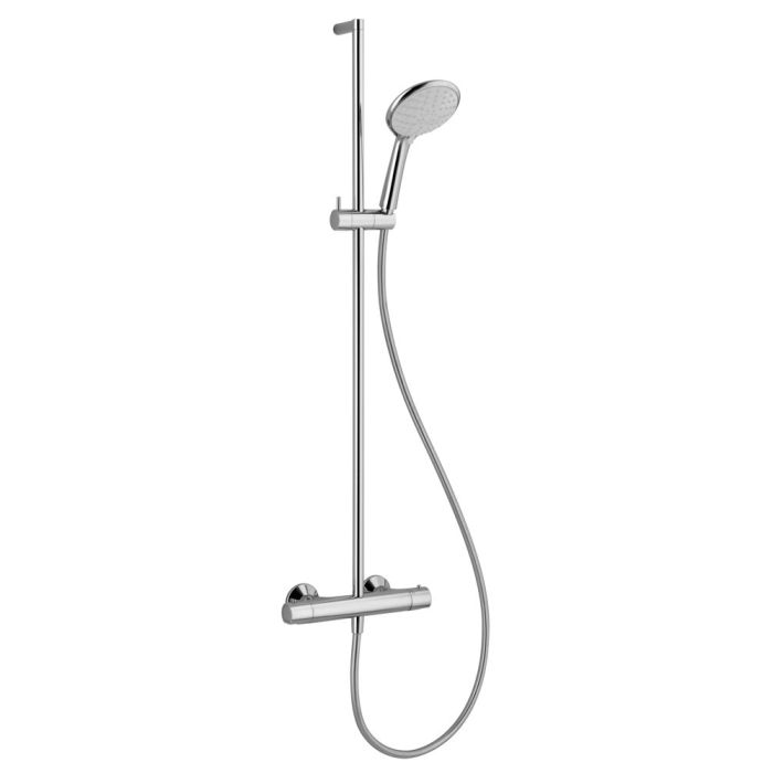 Système de douche. Mitigeur thermostatique. Barre + douchette + flexible
